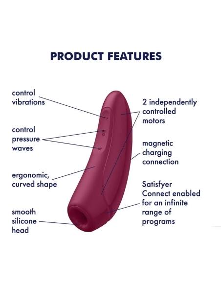 Satisfyer Curvy 1+ - újratölthető, vízálló intelligens csiklóstimuláló vibrátor (vörös rózsa)