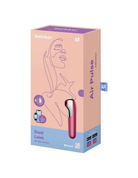 Satisfyer Dual Love - újratölthető, vízálló intelligens csikló és hüvelyvibrátor (piros)