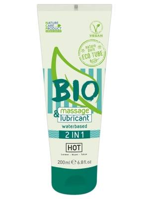 Vegán masszázs és síkosító gél HOT Bio 2in1 200ml