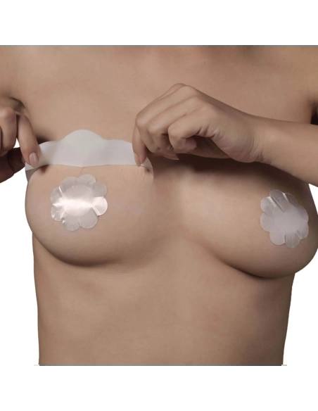 Átlátszó melltartó 3 pár Bye Bra Breast Lift és selyem mellbimbóvédő DF Nude 3 pár